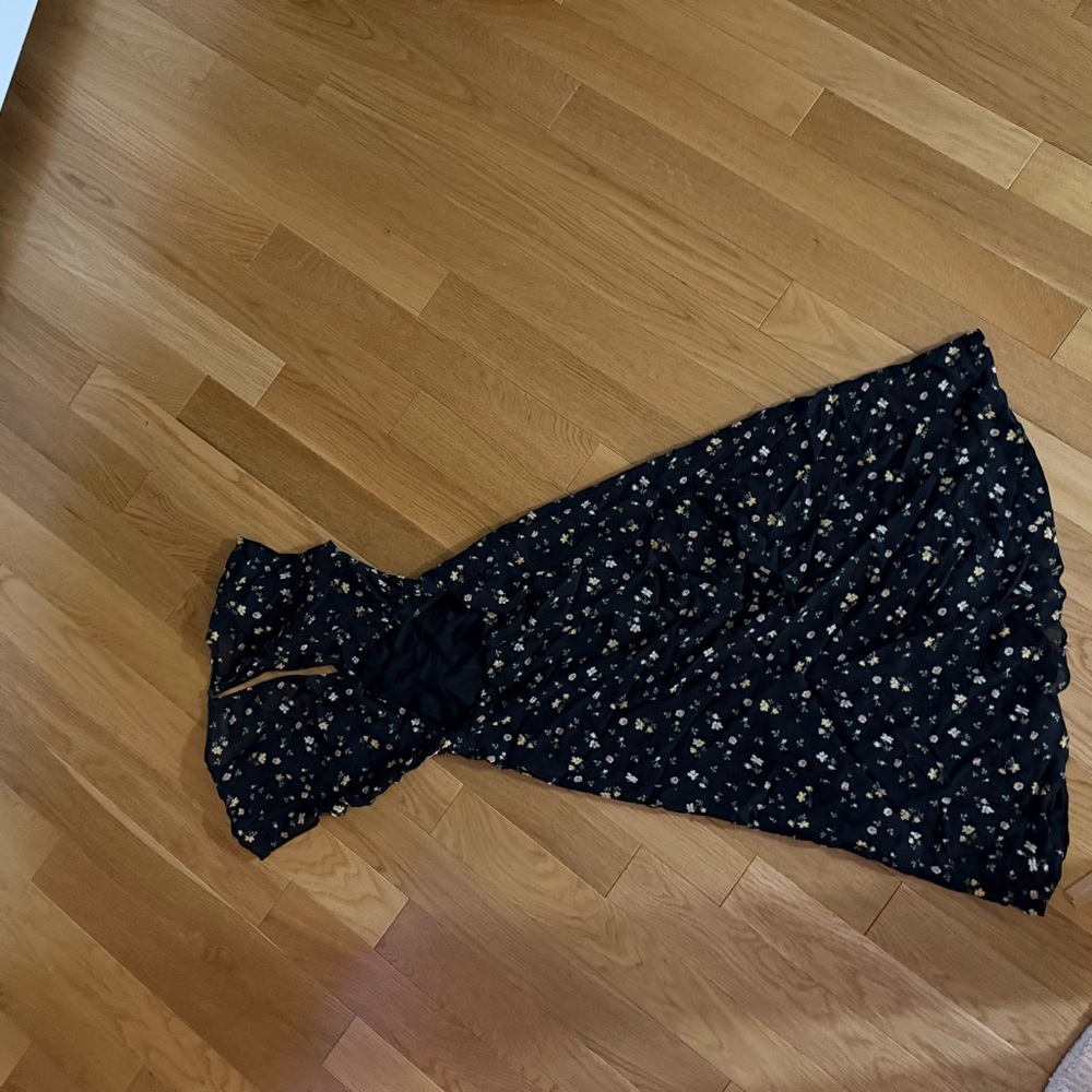 Reformation Black and Yellow floral Maxi Dress